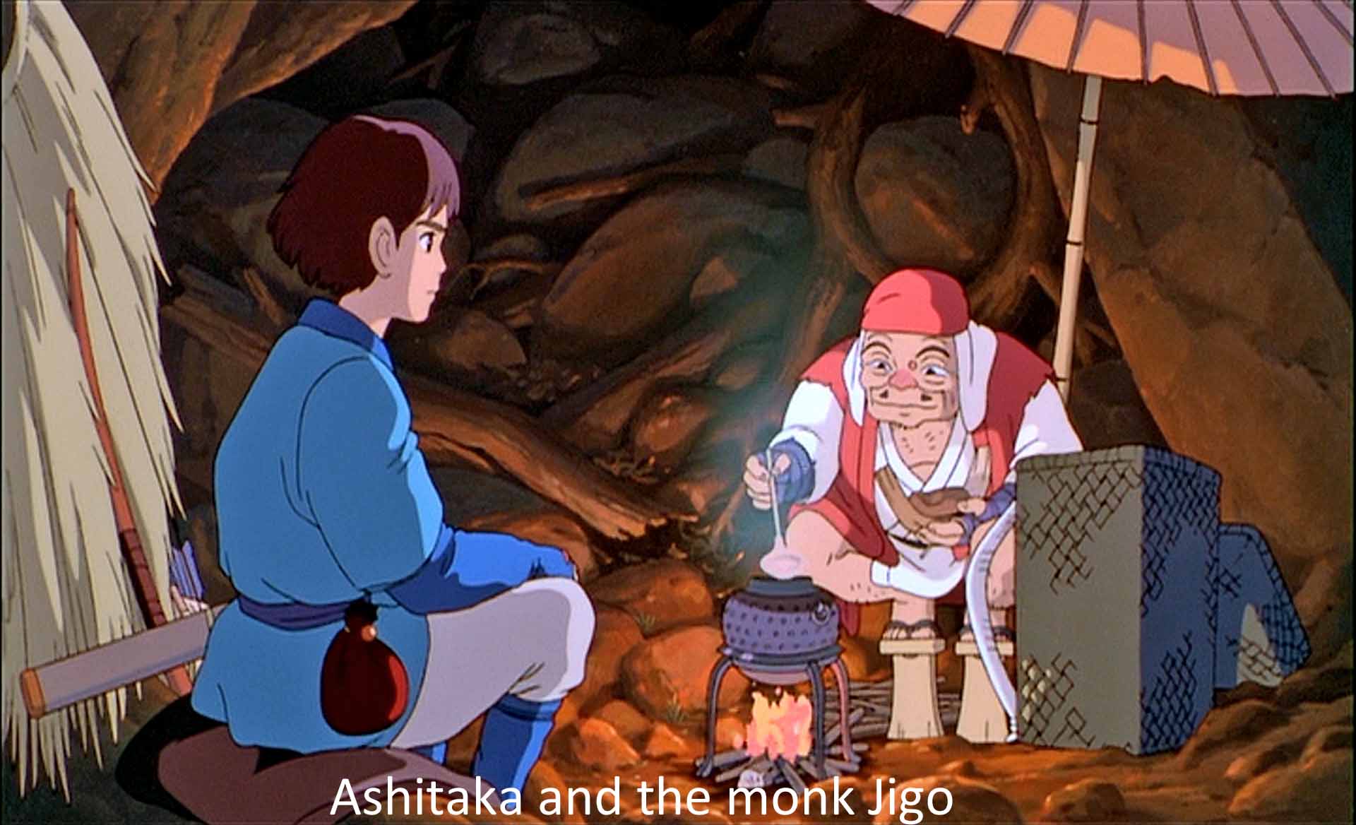 Ashitaka and the monk Jigo