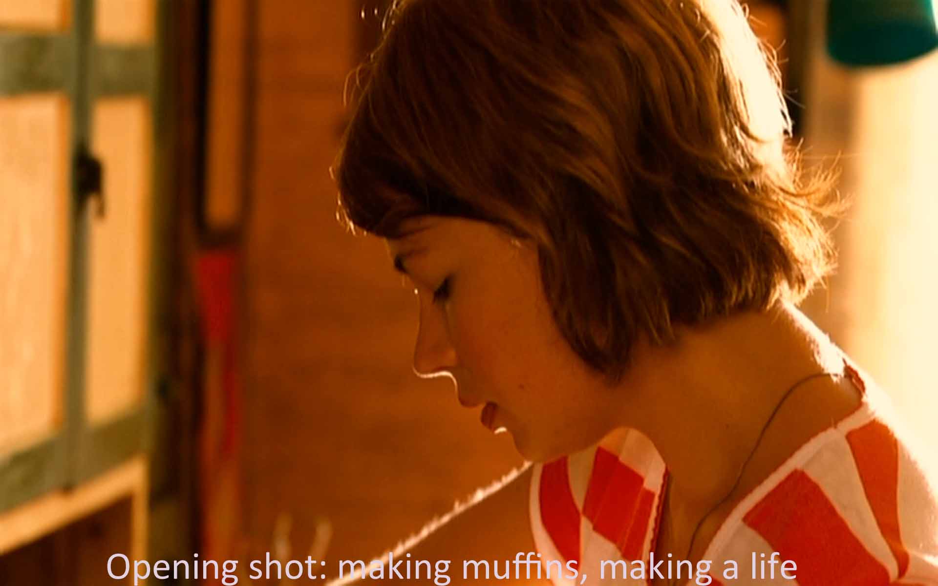 Opening shot: making muffins, making a life