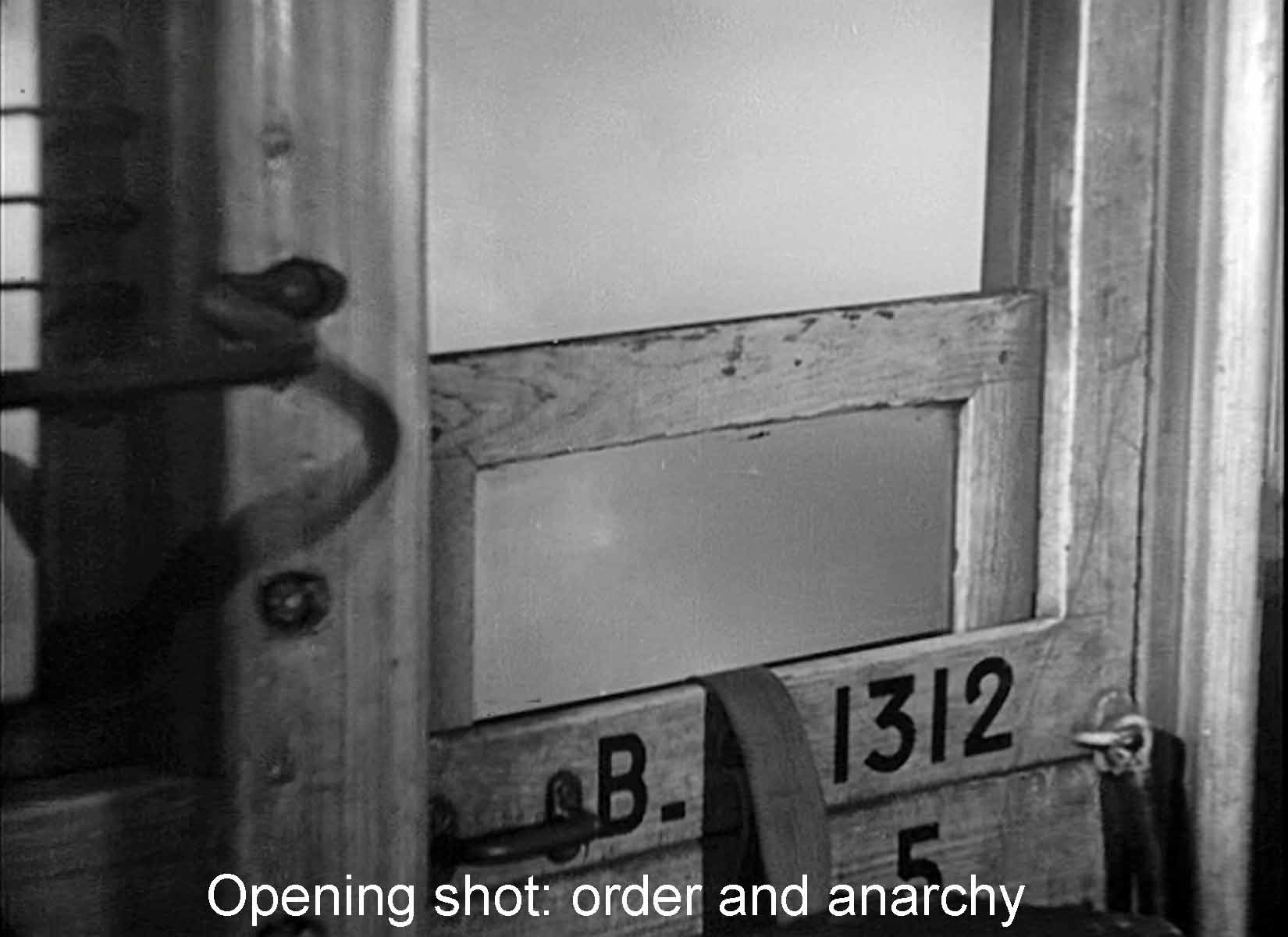 Opening shot: order and anarchy