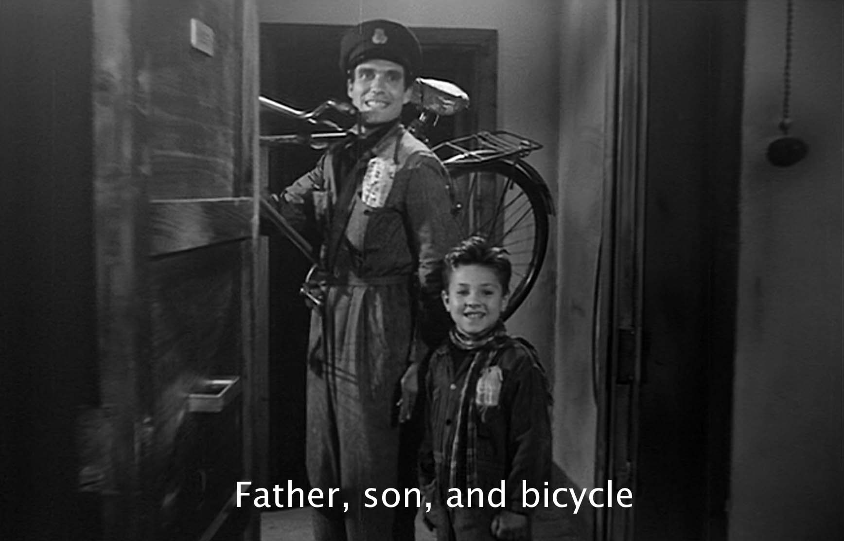 Father, son, and bicycle